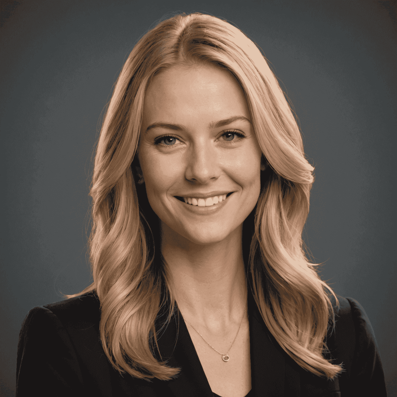 Headshot of Jane Smith, a young woman with long blonde hair and a warm smile, wearing a black blazer